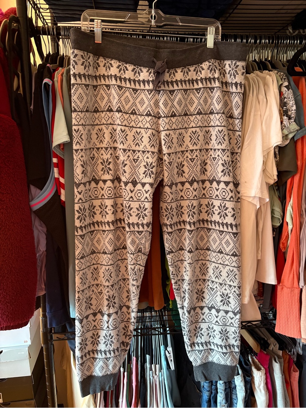 PJ Salvage Gray & Cream Nordic Knit Joggers